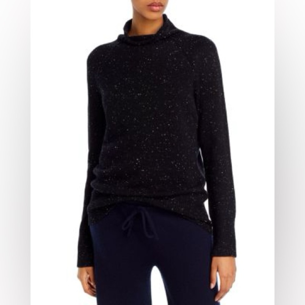 Theory Karinella 100% Cashmere Speckled Donegal Turtleneck Sweater Size P